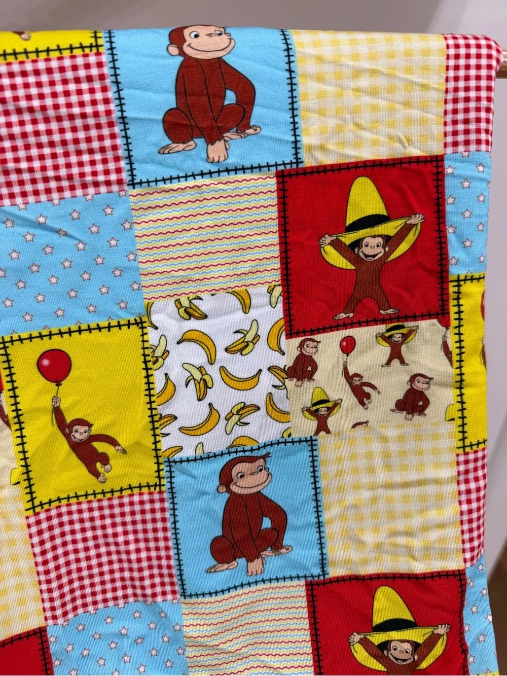 Kyte BABY Curious George Patchwork Baby Blanket - Red, Yellow, Blue